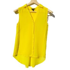 H&M Sleeveless Yellow Chiffon Button Down Blouse Sz 2